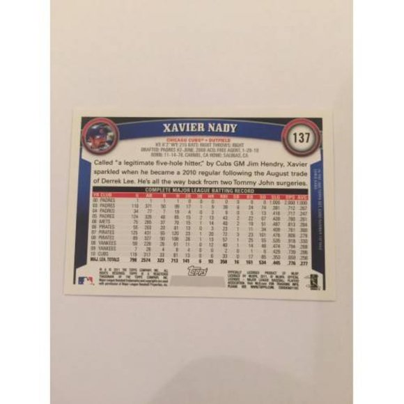 2011 Topps Xavier Nady Cubs IP Autograph #137 (018) - Picture 2 of 2